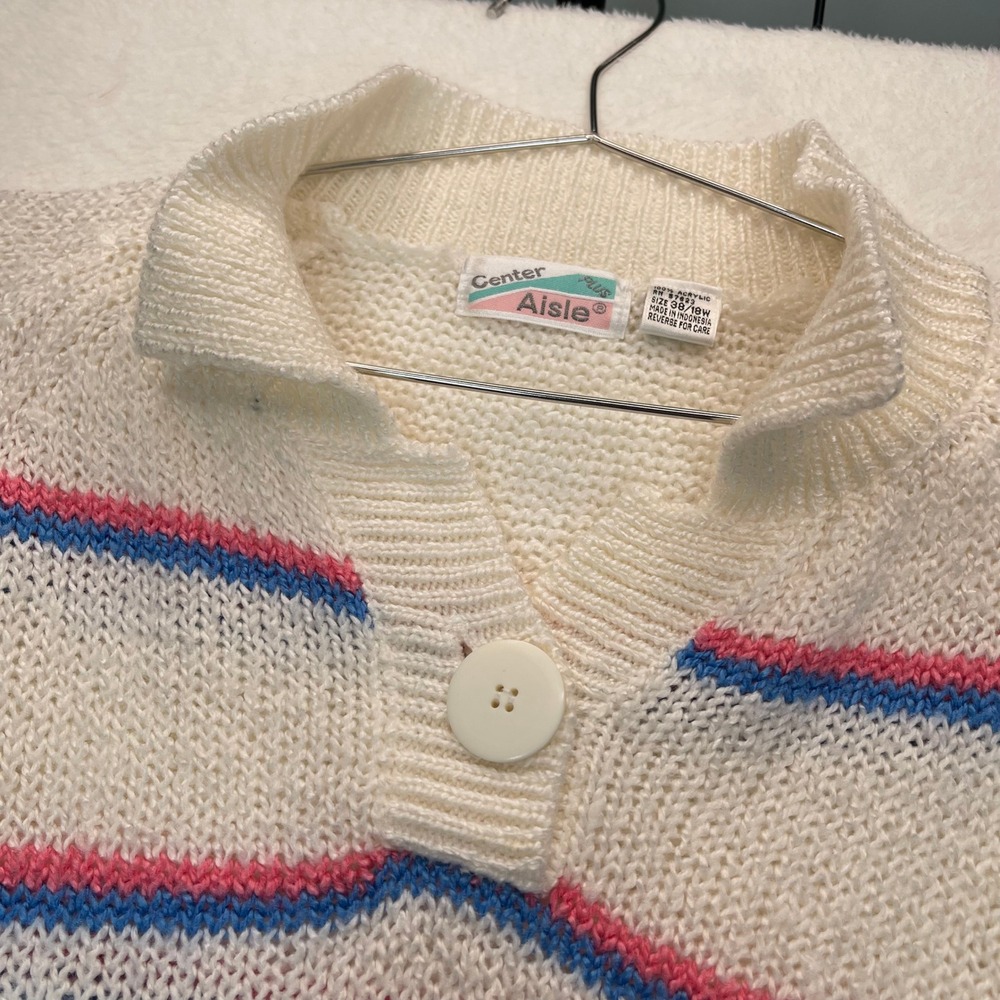 Center‎ Aisle Striped Sweater Women 18W XL Preppy Mall 90s Y2K Academia Pastel